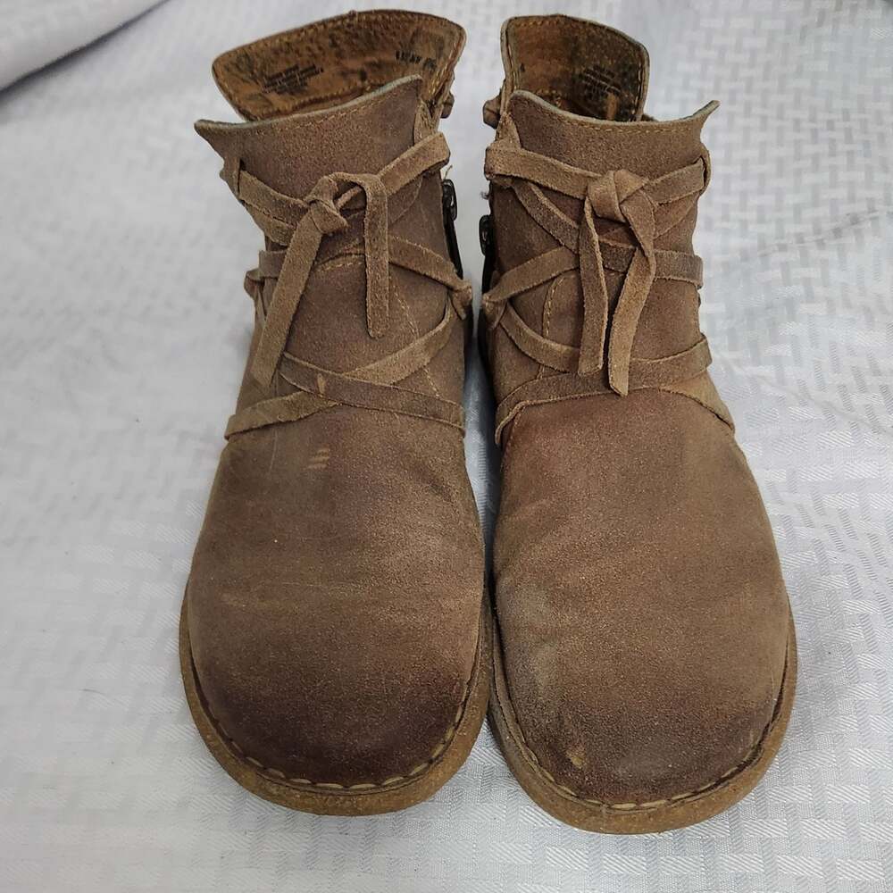 Born Tarkiln Glazed Ginger Brown Distressed Suede Ankle Boots